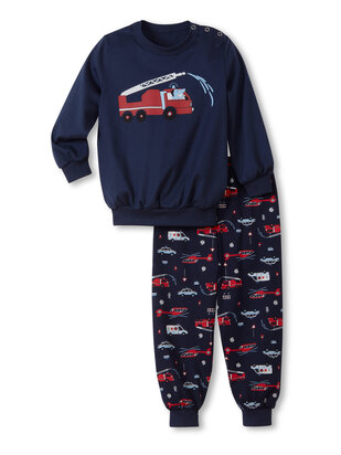 CALIDA Mini Boys Pyjama Feuerwehr dunkelblau